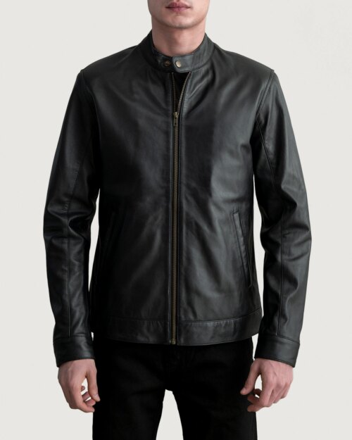 Vexon Black Leather Biker Jacket